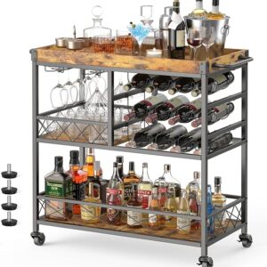 Home Bar Serving Car with Large Storage Space