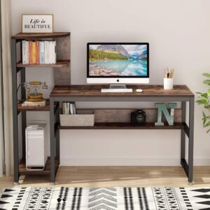 Home Office Desk with Storage Shelves