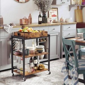 Serving Cart with Wheels and Handle