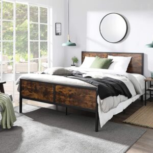 Twin Bed Frame with Wooden Headboard