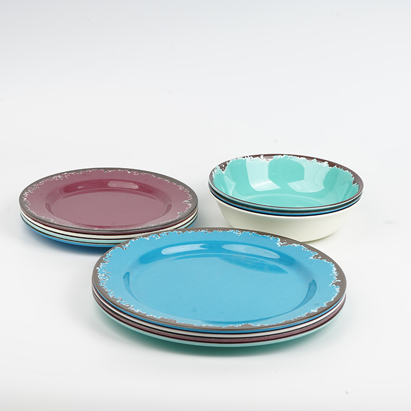 12-piece Melamine Dinnerware Set Service for 4 Unbreakable & Lightweight Round Plates and Bowls Set - Image 5