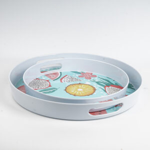 Melamine Serving Tray with Handles,Dishwasher Safe Trays for Eating,Set of 2