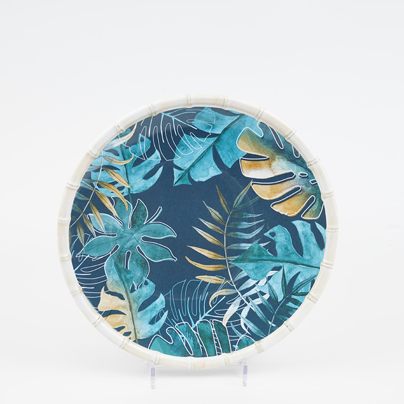Bamboo Melamine Dinnerware Set,Outdoor Dish Set with Bamboo Edge - Image 3