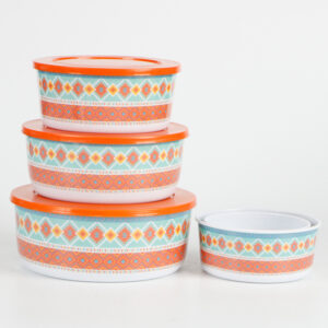 Set of 5 Melamine Food Storage Containers,Reuseable Storage Lunch Boxes with lid