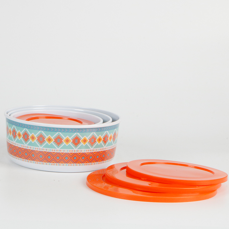 Set of 5 Melamine Food Storage Containers,Reuseable Storage Lunch Boxes with lid - Image 2