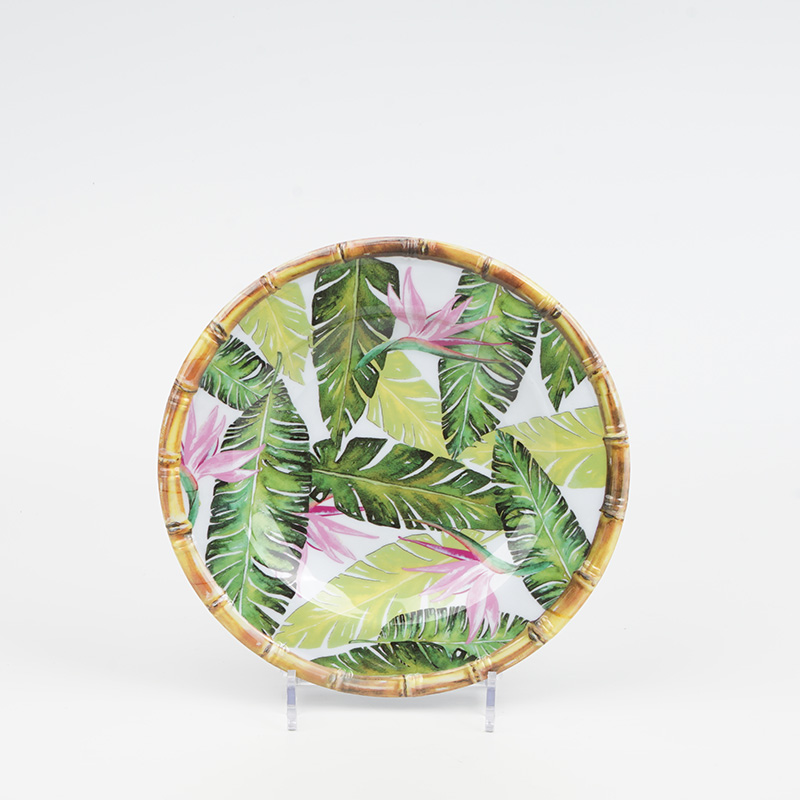 12 Piece Bamboo Melamine Dinnerware Sets, Plates and Bowls Sets,Service for 4 - Image 3