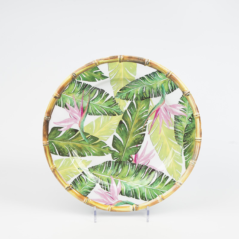 12 Piece Bamboo Melamine Dinnerware Sets, Plates and Bowls Sets,Service for 4 - Image 4