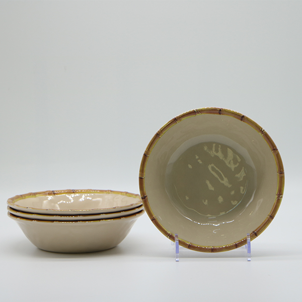 Melamine Super Bowl with Bamboo Border,Fruit Bowl,7.5 inch