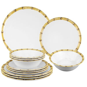 White Dinnerware Set Best 12 Piece Dinnerware Set Service for 4 Bamboo