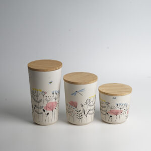 Set of 3 Round Food Storage Containers with Bamboo Lid