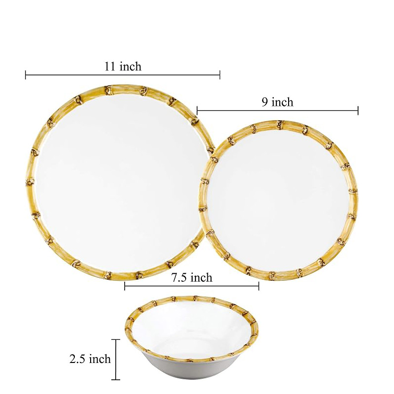White Dinnerware Set Best 12 Piece Dinnerware Set Service for 4 Bamboo - Image 5