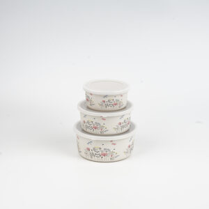 Set of 3 Reusable Round Storage Lunch Boxes with Plastic Lid