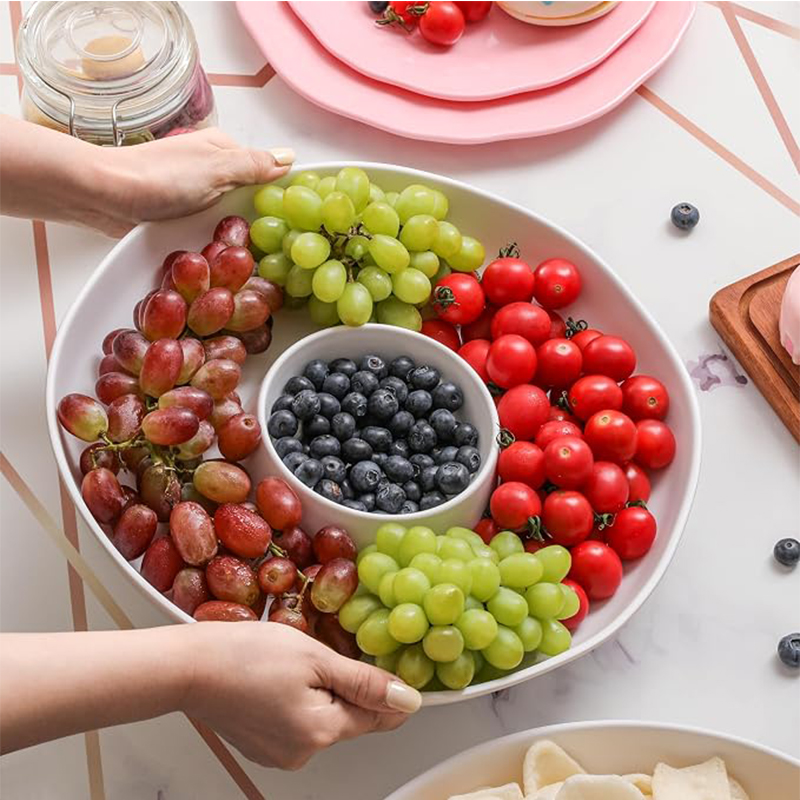 Chip and Dip Divided Serving Platter,Serving Tray with Compartment Dishes for Party - Image 3