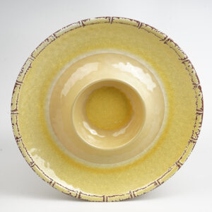 Melamine Chip and Dip Serving Tray Divided Platters with Bamboo Edge