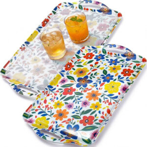 19 Inch Melamine Serving Tray with Handles