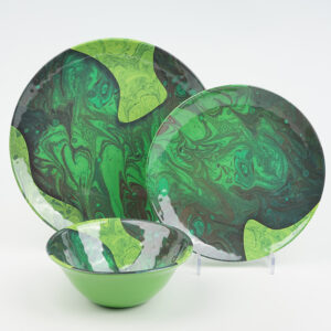 Melamine Green Dinnerware Set, Unbreakable & Lightweight Plates and Bowls Set