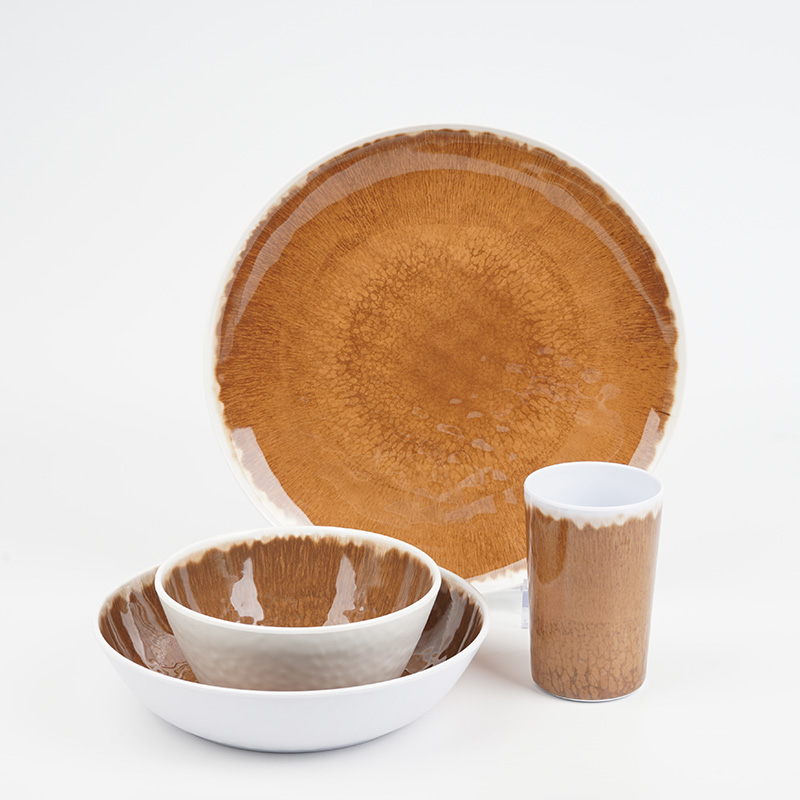Melamine Tableware Set Dinner Plates Bowls and Cups Set for Indoor and Outdoor Use