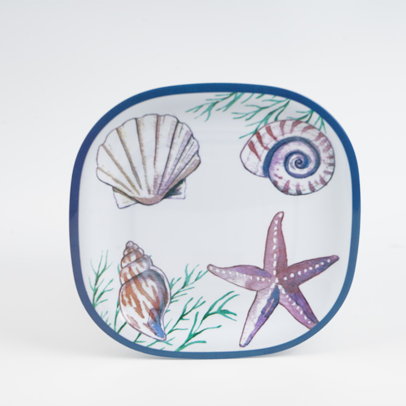 12-Piece Coastal Melamine Dinnerware Set, Service for 4,Square Set - Image 2