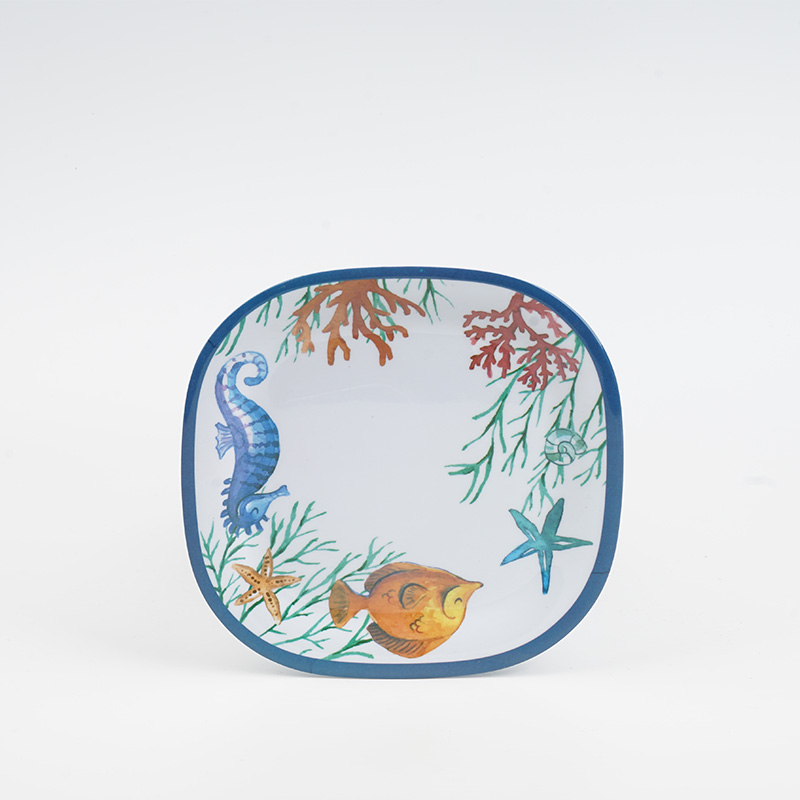 12-Piece Coastal Melamine Dinnerware Set, Service for 4,Square Set - Image 3