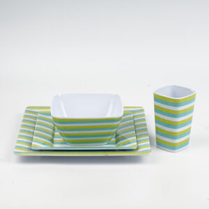 16 Pieces Melamine Dinnerware Set,Square,Service for 4