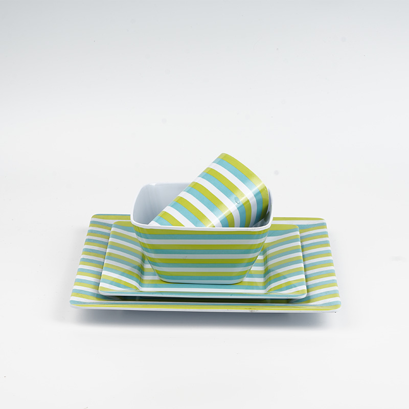 16 Pieces Melamine Dinnerware Set,Square,Service for 4 - Image 5